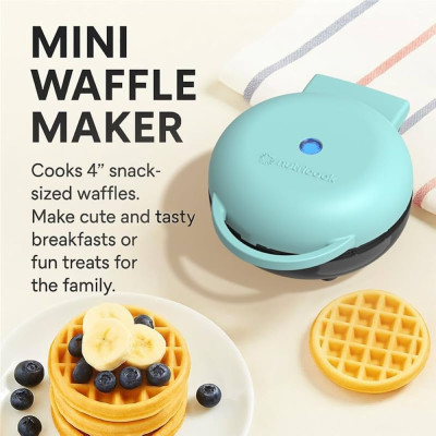 NUTRICOOK NC-WM100AM Mini Waffle Maker 400W, Aqua Marine