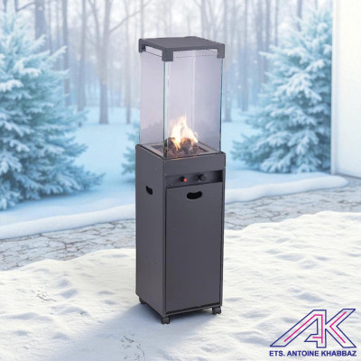 Wave FP-608 Gas Patio Heater 4 Sided Glass + Lava Rock